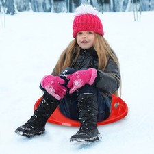 Downhill Snow Scooter Kids Round Sled Red Skiing Board Scooter Grass&Sand Skiing