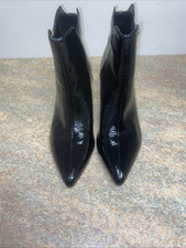 Patent Leather Look Kitten Heel Ankle Boots  Gold zip fastening. CLARKS 6 San 12