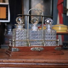 Antique oak tantalus - oak, decanter