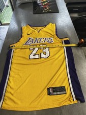 Retro Nike La Lakers NBA Jersey #23 LeBron James Yellow Purple White Small