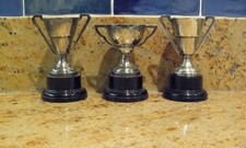 3 Vintage 1950’s/60’s EPNS With Bakelite Base Trophy Cups, Non-Inscribed, VGC