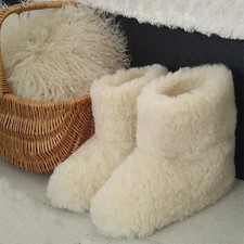 Merino's Pure Sheep Wool Boots Cozy Foot Slippers Sheepskin Womens Ladies Cream1