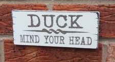 Duck Mind Your Head Cellar Fun Plaque Hanging Shabby Vintage Chic Sign