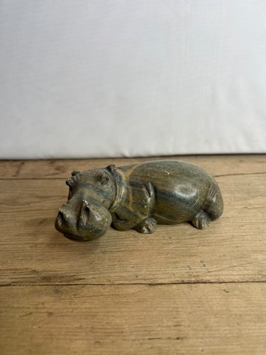 Vintage carved stone - stone, hippo