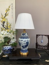 Oriental Chinese Ceramic Table Lamp dog floral Design & Shade 68cm Single lamp
