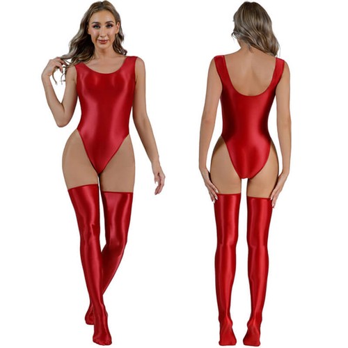 Women shiny satin wet look - wet,