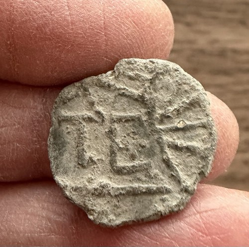 17th century lead token - century., token.