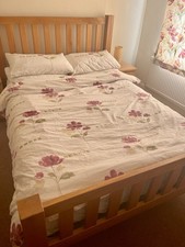 Solid oak double bed with - oak,
