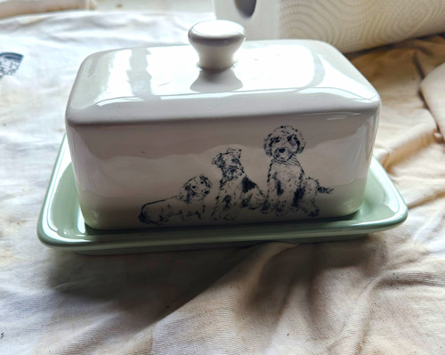 Ceramic covered butter dish - butter,