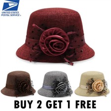 Women Lady Vintage Lilen Round