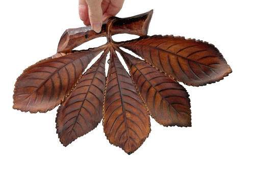 Wall plaque carved leaf - wall,