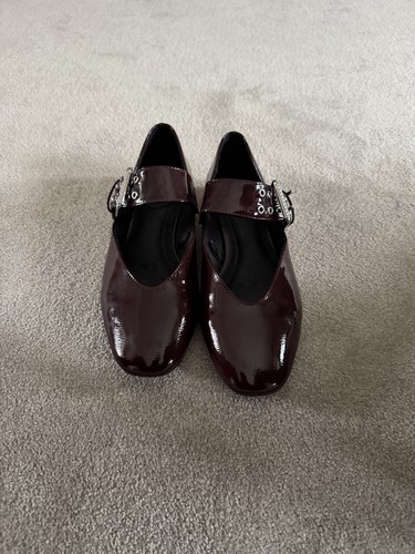 Zara burgundy patent buckle - burgundy,