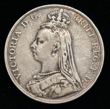 1891 Queen Victoria Silver Crown Five Shilling Coin