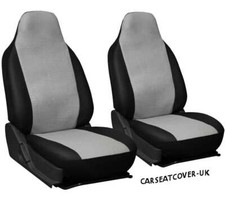 For Mitsubishi FTO - Pair of Front GREY & BLACK Leatherette Car Seat Covers