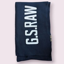 G Star Raw Oversized 100% Cotton Knit Winter Spell-Out Ewing Scarf In Black