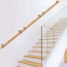 1/1.5/2M Wooden Handrail Stair Rail Grab Balustrade Wood Staircase Banister Bar