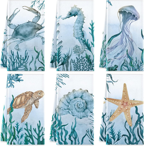 Set beach kitchen towels - 6,
