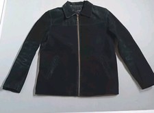 Milan Womens Leather Jacket  14 Black Suede  Zipped Collared Pockets Long Sleeve