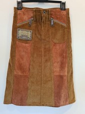D&G Dolce & Gabbana corduroy and suede skirt zip Up Size S 26 40 NEW