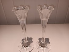 BEAUTIFUL PAIR OF DARTINGTON FLOWERED TOPPED GLASS CANDLESTICKS