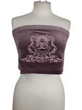 Juicy Couture Embroidered Tube Top Purple Velour Size L y2k