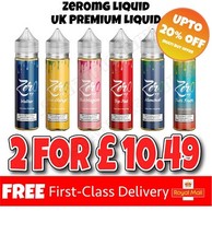 Zer0mg x 2 bottles ELiquid e liquid Vape Juice Flavour | 60ml |0mg 70/30 VG PG 
