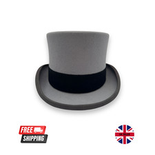 Moss Bros Grey Top Hat – Royal Ascot Formalwear – Wool Felt – Covent Garden -NEW