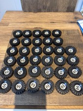 34  x LEGO TECHNIC Vintage Wheels Old Grey Hub with Large Tyre 43mm x 10mm