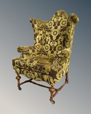 Handsome Early 19th Century William & Mary Style Wing Armchair