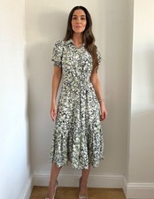 Wallis Ditsy Floral Short Sleeve Drawstring Waist Tiered Dress Size 10 -20