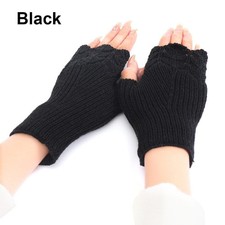 Candy Color Soft Thick Warm Arm Warmers Fingerless  Mittens Knitted Gloves