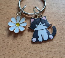 Sweet little Black & white Kitten Keyring Bagcharm charming useful little gift