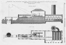 SEATON DELAVAL COLLIERY Pumping & Winding Engines Antique Engineering Print 1876