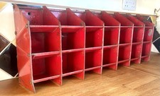 Red metal pigeon hole drawer