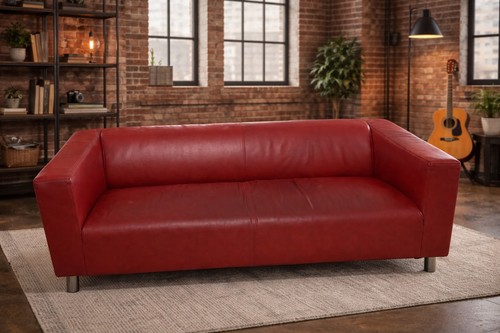 Red leather sofa - red,