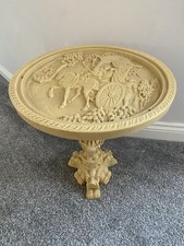 Oriental Carved Table/ Plant Stand With Glass Top Round Dragon Asian Elephant
