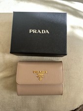 Prada Milano Purse Wallet Cipria Leather Beige Authentic