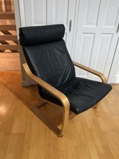 IKEA Poang Black Leather Chair