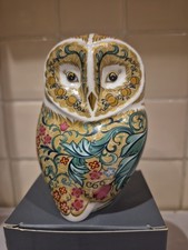 Boxed Royal Crown Derby PARCHMENT OWL with Gold Stopper 1st Quality