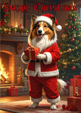 ROUGH COLLIE CHRISTMAS CARD
