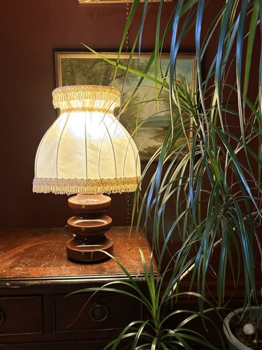 Vintage mcm brown ceramic - , lamp