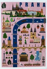 Map Postcard of Prague in mint