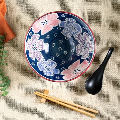 Midnight blue pink floral - midnight,