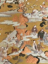 Oriental Yellow Toile Printed
