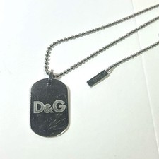 Dolce&Gabbana Men Dog Tag Necklace Chain Length 60cm Luxury Stylish Italian Used