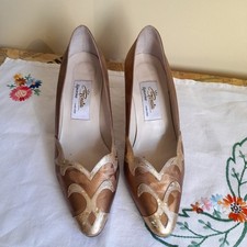 Vintage Italian Designer Bronze & Gold Renata Ladies Shoes UK 5.5 EU 38.5 