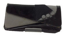 Irregular Choice Women's Clutch Bag Large Black Lined Button Magnetic Used F1