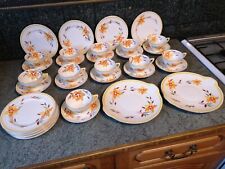 Antique 1932 Royal Doulton Tea Set  Bright pastel  Floral design art nouveau.