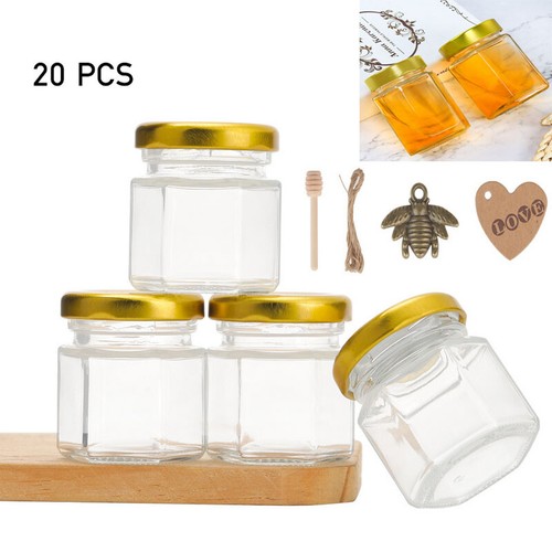 20pcs hexagonal glass jars - hexagonal,