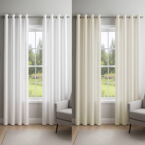 Pair ready made lined voile - of,
